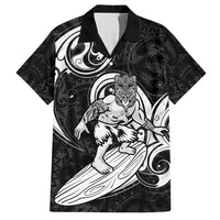Personalised New Zealand Surfing Family Matching Tank Maxi Dress and Hawaiian Shirt Aotearoa Maori Tiki Haka LT14 Dad's Shirt - Short Sleeve Black - Polynesian Pride
