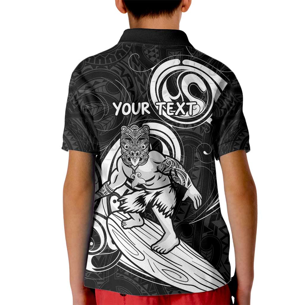 Personalised New Zealand Surfing Kid Polo Shirt Aotearoa Maori Tiki Haka LT14 - Polynesian Pride