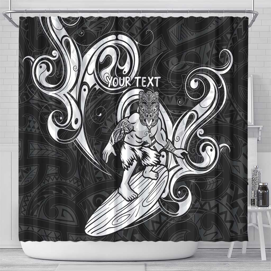 Personalised New Zealand Surfing Shower Curtain Aotearoa Maori Tiki Haka LT14 - Polynesian Pride