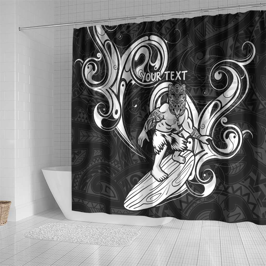 Personalised New Zealand Surfing Shower Curtain Aotearoa Maori Tiki Haka LT14 - Polynesian Pride