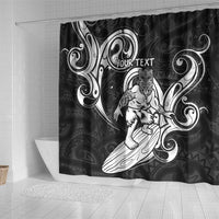 Personalised New Zealand Surfing Shower Curtain Aotearoa Maori Tiki Haka LT14 - Polynesian Pride
