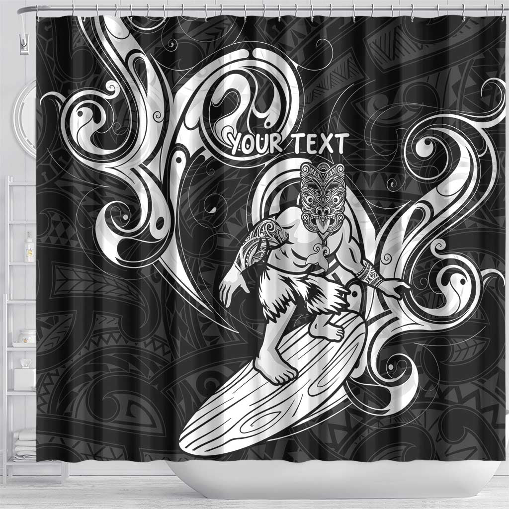 Personalised New Zealand Surfing Shower Curtain Aotearoa Maori Tiki Haka LT14 - Polynesian Pride