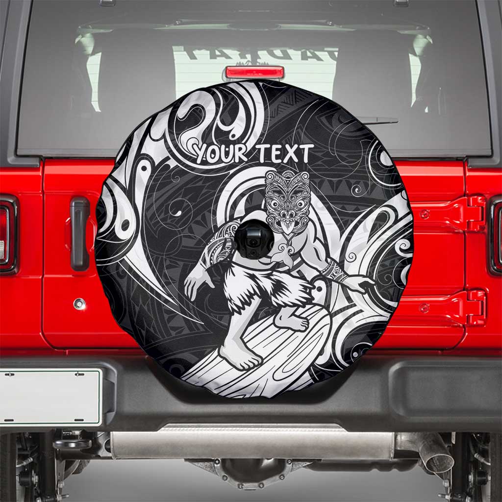 Personalised New Zealand Surfing Spare Tire Cover Aotearoa Maori Tiki Haka