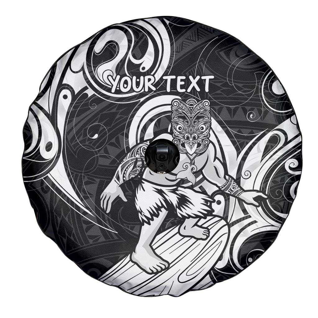 Personalised New Zealand Surfing Spare Tire Cover Aotearoa Maori Tiki Haka