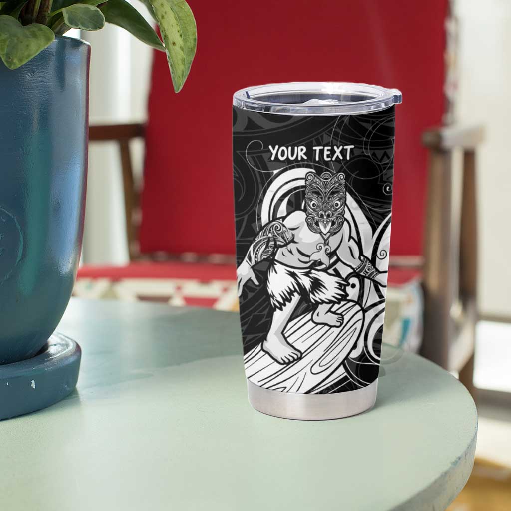 Personalised New Zealand Surfing Tumbler Cup Aotearoa Maori Tiki Haka LT14 - Polynesian Pride