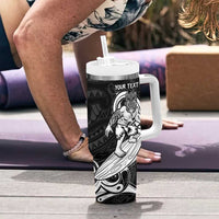 Personalised New Zealand Surfing Tumbler With Handle Aotearoa Maori Tiki Haka LT14 - Polynesian Pride