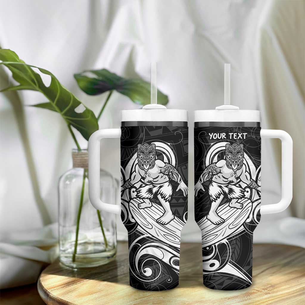 Personalised New Zealand Surfing Tumbler With Handle Aotearoa Maori Tiki Haka LT14 - Polynesian Pride