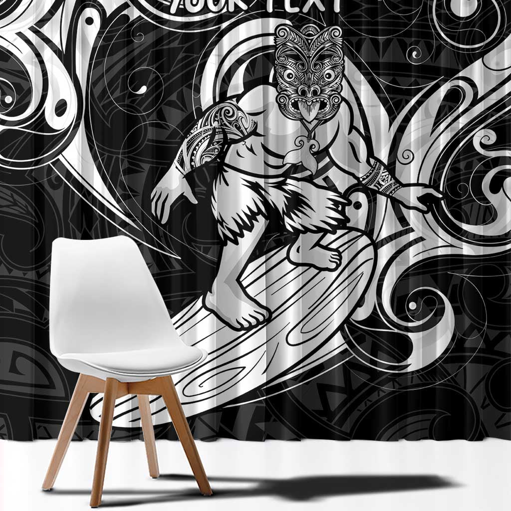 Personalised New Zealand Surfing Window Curtain Aotearoa Maori Tiki Haka