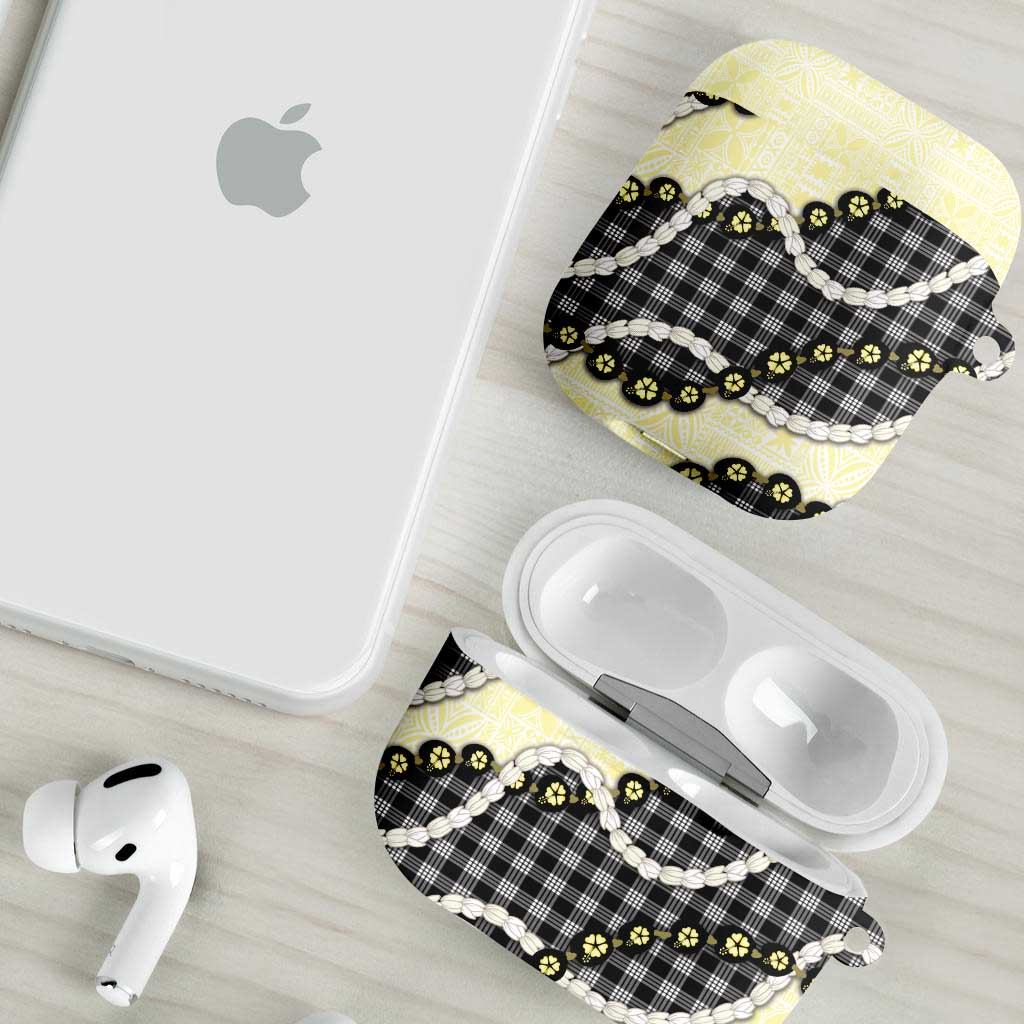 Black Palaka Hawaii AirPods Case Kukui Nut Pikake Lei Hawaiian Tapa Pattern - Polynesian Pride