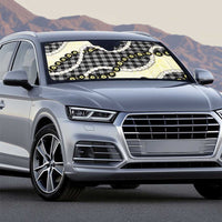 Black Palaka Hawaii Auto Sun Shade Kukui Nut Pikake Lei Hawaiian Tapa Pattern - Polynesian Pride