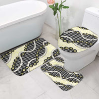 Black Palaka Hawaii Bathroom Set Kukui Nut Pikake Lei Hawaiian Tapa Pattern - Polynesian Pride