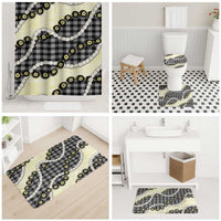 Black Palaka Hawaii Bathroom Set Kukui Nut Pikake Lei Hawaiian Tapa Pattern - Polynesian Pride