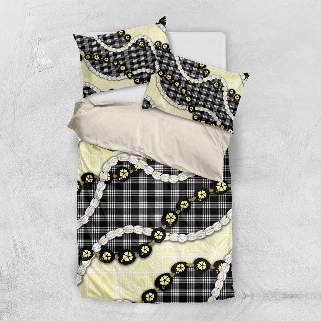 Black Palaka Hawaii Bedding Set Kukui Nut Pikake Lei Hawaiian Tapa Pattern - Polynesian Pride