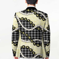 Black Palaka Hawaii Blazer Kukui Nut Pikake Lei Hawaiian Tapa Pattern - Polynesian Pride