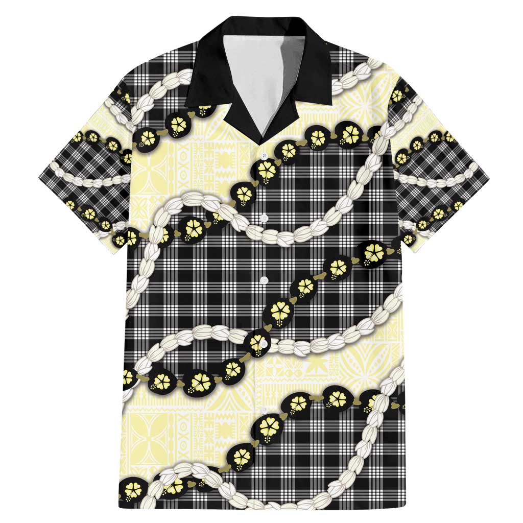 Black Palaka Hawaii Family Matching Mermaid Dress and Hawaiian Shirt Kukui Nut Pikake Lei Hawaiian Tapa Pattern - Polynesian Pride