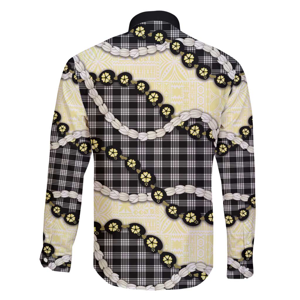 Black Palaka Hawaii Family Matching Mermaid Dress and Hawaiian Shirt Kukui Nut Pikake Lei Hawaiian Tapa Pattern - Polynesian Pride