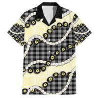 Black Palaka Hawaii Family Matching Off Shoulder Short Dress and Hawaiian Shirt Kukui Nut Pikake Lei Hawaiian Tapa Pattern - Polynesian Pride