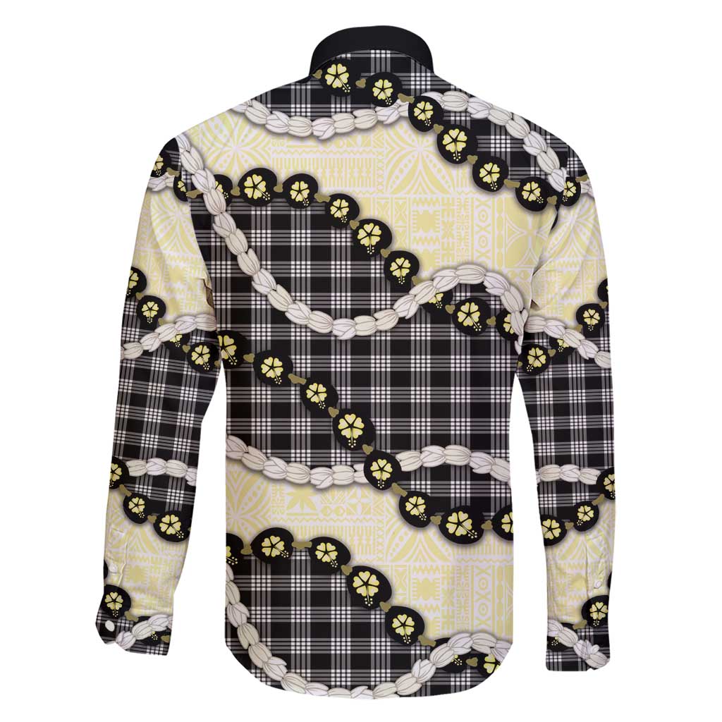 Black Palaka Hawaii Family Matching Short Sleeve Bodycon Dress and Hawaiian Shirt Kukui Nut Pikake Lei Hawaiian Tapa Pattern - Polynesian Pride