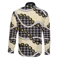 Black Palaka Hawaii Family Matching Summer Maxi Dress and Hawaiian Shirt Kukui Nut Pikake Lei Hawaiian Tapa Pattern - Polynesian Pride