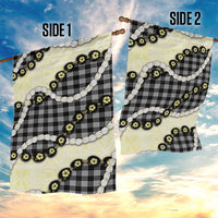 Black Palaka Hawaii Garden Flag Kukui Nut Pikake Lei Hawaiian Tapa Pattern - Polynesian Pride