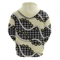 Black Palaka Hawaii Hoodie Kukui Nut Pikake Lei Hawaiian Tapa Pattern - Polynesian Pride