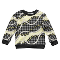 Black Palaka Hawaii Kid Ugly Christmas Sweater Kukui Nut Pikake Lei Hawaiian Tapa Pattern - Polynesian Pride