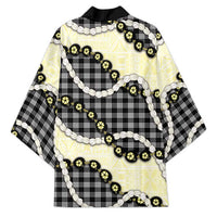 Black Palaka Hawaii Kimono Kukui Nut Pikake Lei Hawaiian Tapa Pattern - Polynesian Pride