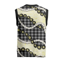 Black Palaka Hawaii Christmas Knitted V-Neck Vest Kukui Nut Pikake Lei Hawaiian Tapa Pattern - Polynesian Pride