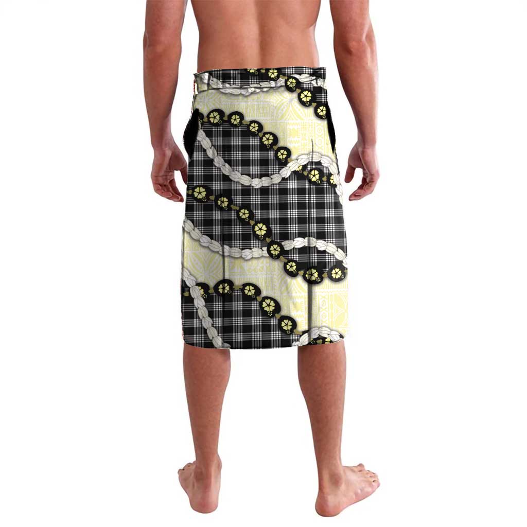 Black Palaka Hawaii Lavalava Kukui Nut Pikake Lei Hawaiian Tapa Pattern - Polynesian Pride