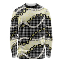 Black Palaka Hawaii Long Sleeve Shirt Kukui Nut Pikake Lei Hawaiian Tapa Pattern - Polynesian Pride