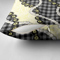 Black Palaka Hawaii Pillow Cover Kukui Nut Pikake Lei Hawaiian Tapa Pattern - Polynesian Pride