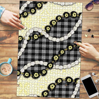 Black Palaka Hawaii Puzzle Kukui Nut Pikake Lei Hawaiian Tapa Pattern - Polynesian Pride