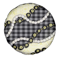 Black Palaka Hawaii Spare Tire Cover Kukui Nut Pikake Lei Hawaiian Tapa Pattern - Polynesian Pride