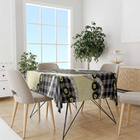 Black Palaka Hawaii Tablecloth Kukui Nut Pikake Lei Hawaiian Tapa Pattern - Polynesian Pride