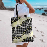 Black Palaka Hawaii Tote Bag Kukui Nut Pikake Lei Hawaiian Tapa Pattern - Polynesian Pride