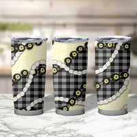 Black Palaka Hawaii Tumbler Cup Kukui Nut Pikake Lei Hawaiian Tapa Pattern - Polynesian Pride