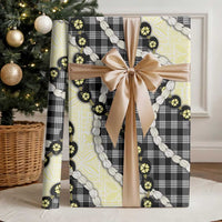 Black Palaka Hawaii Wrapping Paper Kukui Nut Pikake Lei Hawaiian Tapa Pattern - Polynesian Pride