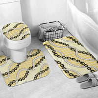 Yellow Palaka Hawaii Bathroom Set Kukui Nut Pikake Lei Hawaiian Tapa Pattern - Polynesian Pride