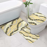 Yellow Palaka Hawaii Bathroom Set Kukui Nut Pikake Lei Hawaiian Tapa Pattern - Polynesian Pride