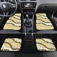 Yellow Palaka Hawaii Car Mats Kukui Nut Pikake Lei Hawaiian Tapa Pattern - Polynesian Pride