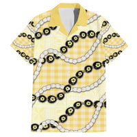Yellow Palaka Hawaii Family Matching Summer Maxi Dress and Hawaiian Shirt Kukui Nut Pikake Lei Hawaiian Tapa Pattern - Polynesian Pride