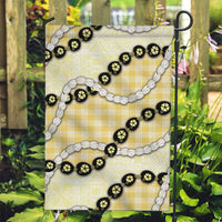 Yellow Palaka Hawaii Garden Flag Kukui Nut Pikake Lei Hawaiian Tapa Pattern - Polynesian Pride