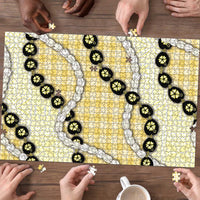 Yellow Palaka Hawaii Puzzle Kukui Nut Pikake Lei Hawaiian Tapa Pattern - Polynesian Pride