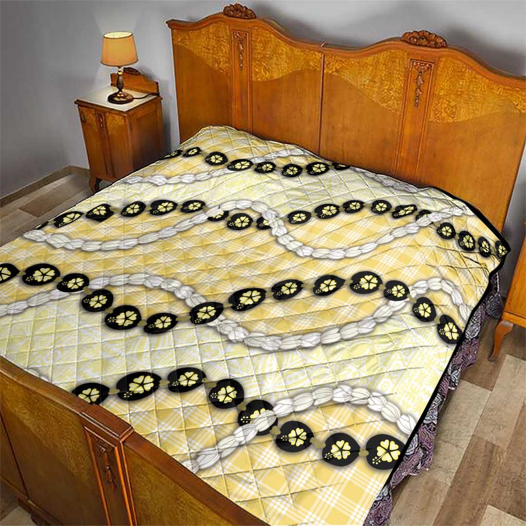 Yellow Palaka Hawaii Quilt Kukui Nut Pikake Lei Hawaiian Tapa Pattern - Polynesian Pride