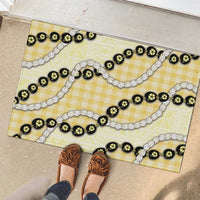Yellow Palaka Hawaii Rubber Doormat Kukui Nut Pikake Lei Hawaiian Tapa Pattern - Polynesian Pride