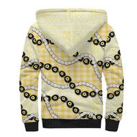 Yellow Palaka Hawaii Sherpa Hoodie Kukui Nut Pikake Lei Hawaiian Tapa Pattern - Polynesian Pride