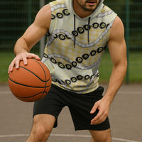 Yellow Palaka Hawaii Sleeveless Hoodie Kukui Nut Pikake Lei Hawaiian Tapa Pattern - Polynesian Pride