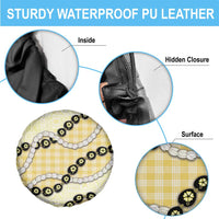 Yellow Palaka Hawaii Spare Tire Cover Kukui Nut Pikake Lei Hawaiian Tapa Pattern - Polynesian Pride