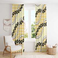 Yellow Palaka Hawaii Window Curtain Kukui Nut Pikake Lei Hawaiian Tapa Pattern - Polynesian Pride