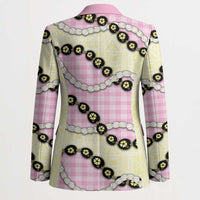 Pink Palaka Hawaii Blazer Kukui Nut Pikake Lei Hawaiian Tapa Pattern - Polynesian Pride